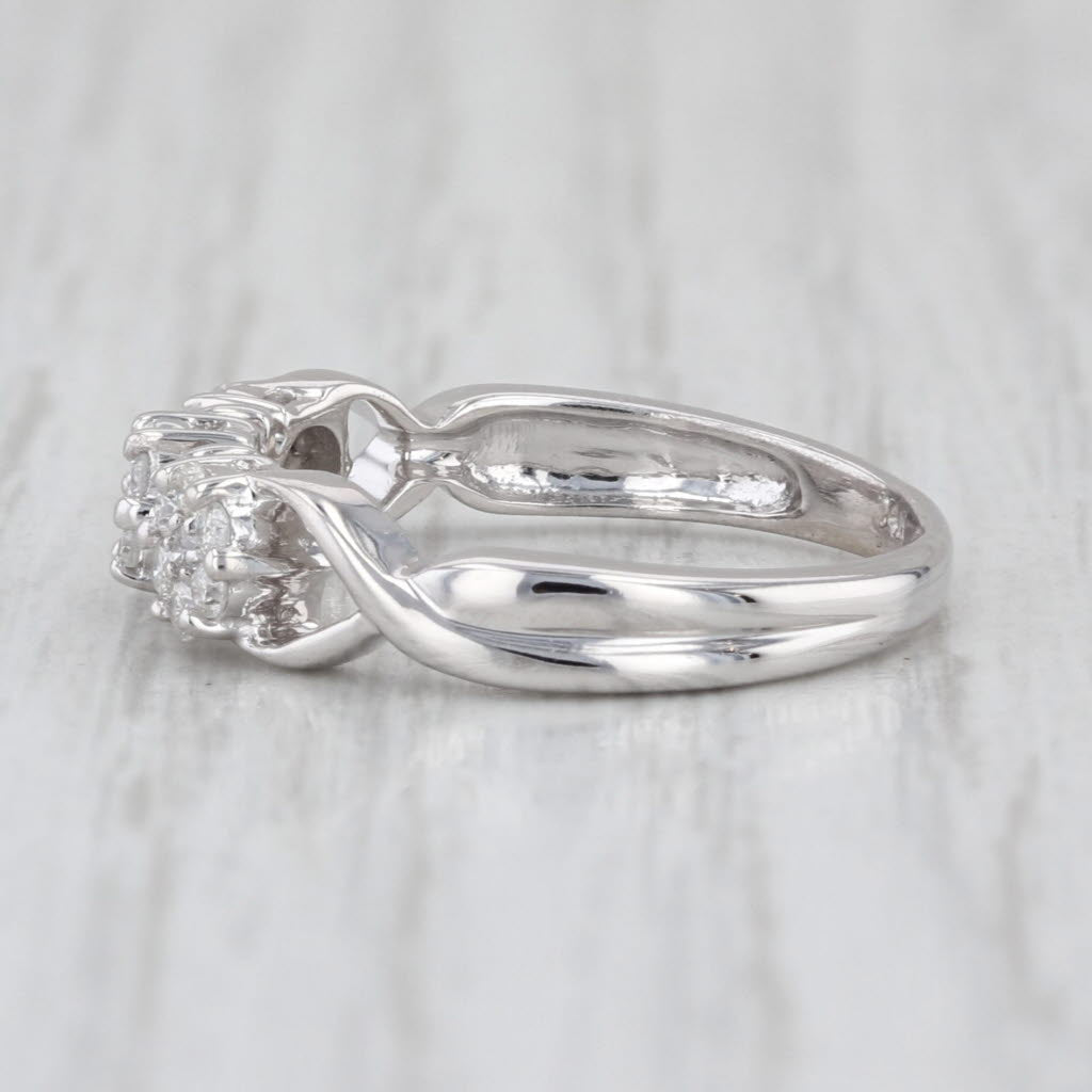 0.27ctw Diamond Flower Clusters Ring 14k White Gold Size 6 Stackable Bridal