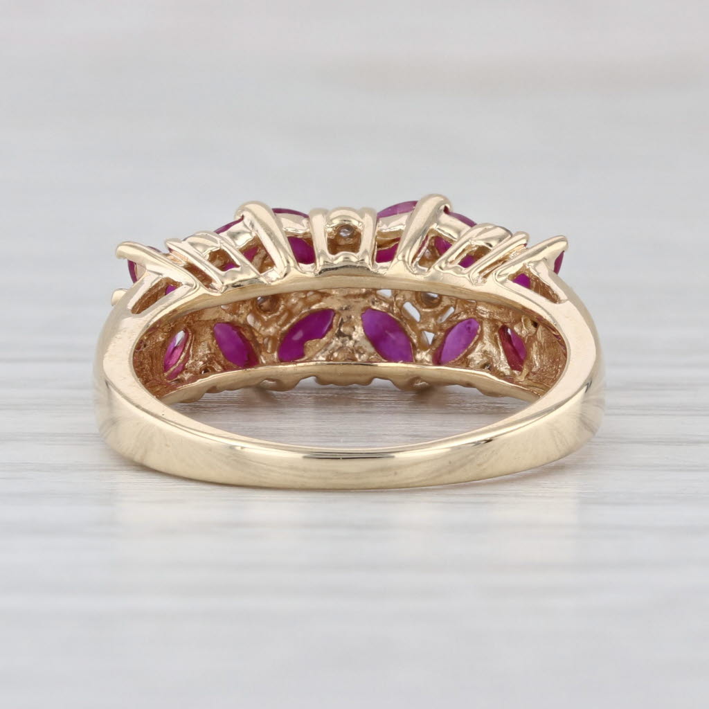1.68ctw Ruby Flower Ring 14k Yellow Gold Size 7.25 Cluster