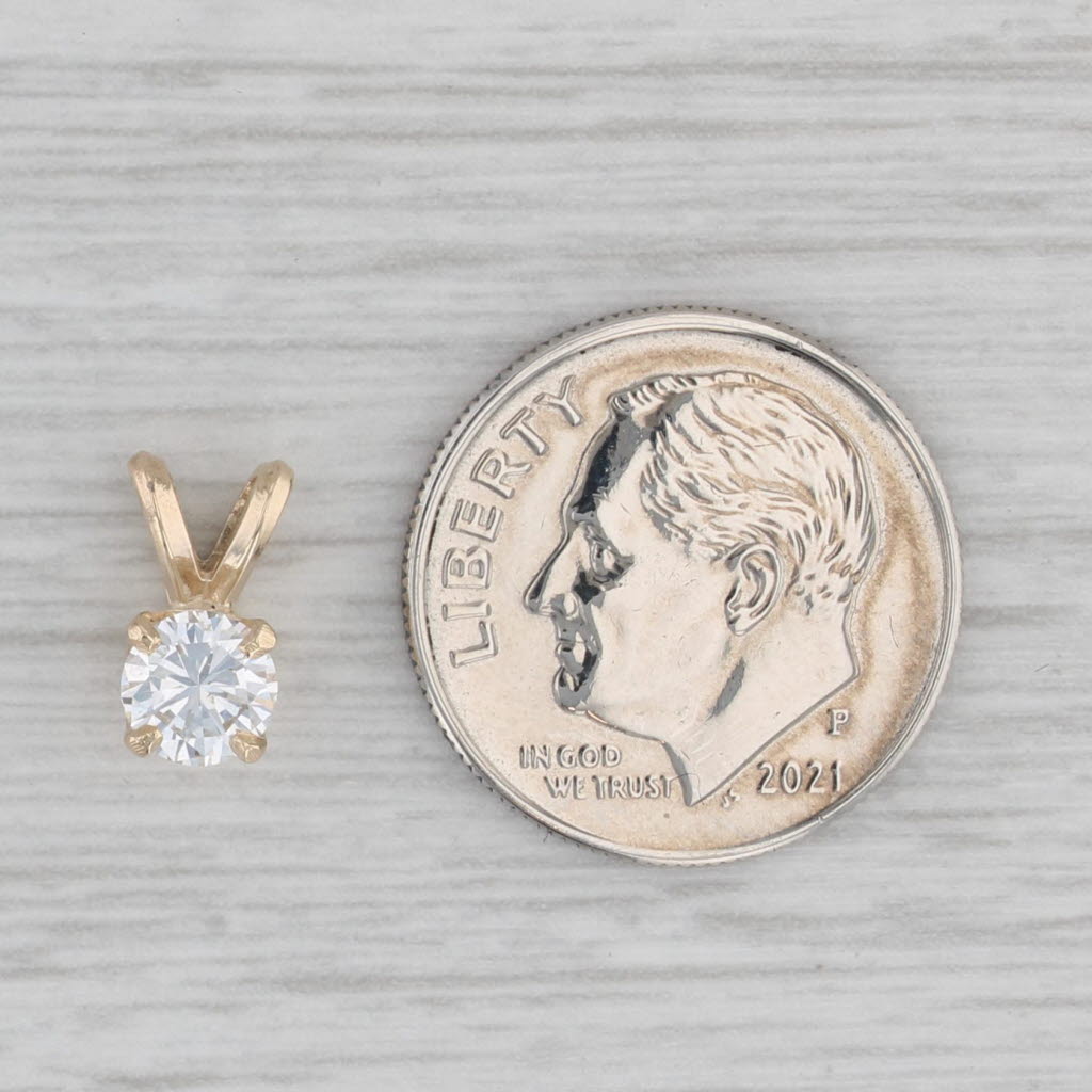 Gray 0.42ct Round Diamond Solitaire Pendant 14k Yellow Gold Small Drop