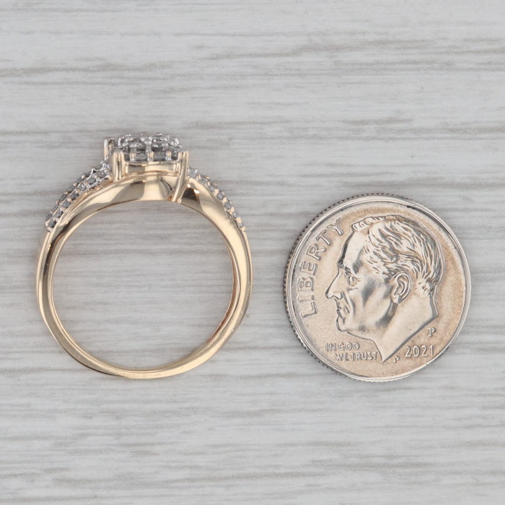 Gray 0.40ctw Diamond Cluster Engagement Ring 10k Yellow Gold Size 6.5