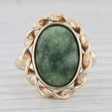 Green Nephrite Jade Ring 14k Yellow Gold Oval Cabochon Solitaire Size 5.75