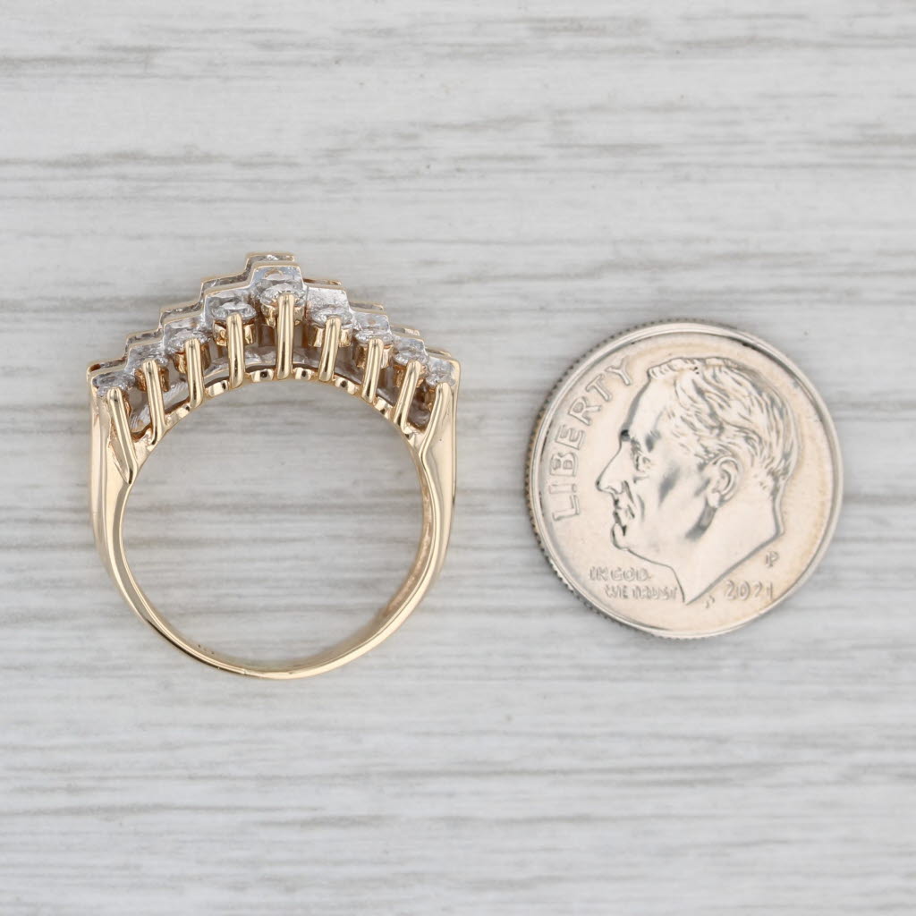 Gray 0.90ctw Tiered Diamond Pyramid Ring 10k Yellow Gold Size 6 Cocktail