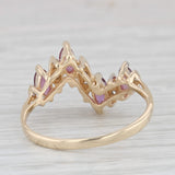 Ruby Diamond Marquise Zig Zag Ring 10k Yellow Gold Size 6.75