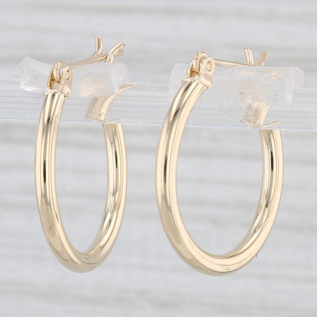 Light Gray Classic Hoop Earrings 14k Yellow Gold Snap Top Round Hoops