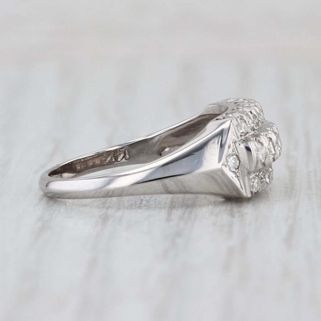 Vintage 0.31ctw Diamond 3-Row Ring 14k White Gold Size 8
