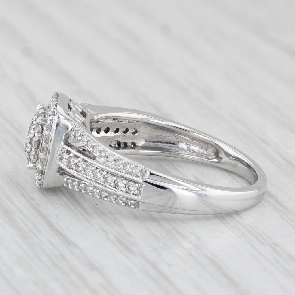 Light Gray 0.40ctw Diamond Cluster Halo Engagement Ring 10k White Gold Size 7