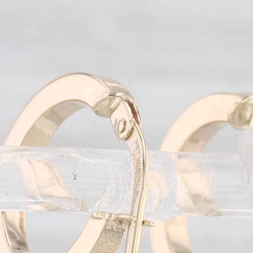 Light Gray New Small Hoop Huggie Earrings 14k Yellow Gold Pierced Round Hoops Snap Top