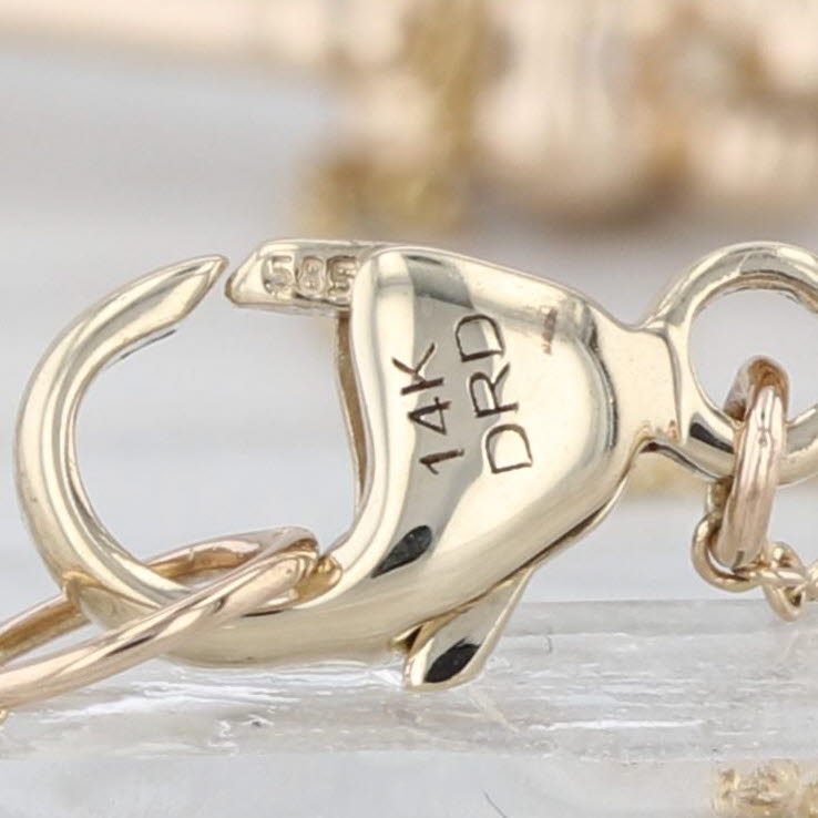 Bead Clusters Oval Link Necklace 14k Yellow Gold Cable Chain 16" 18"