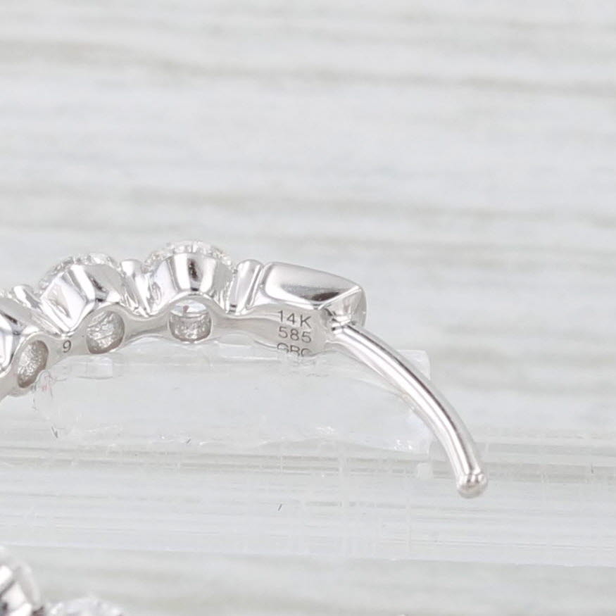 Light Gray New 1.54ctw Diamond Inside Out Hoop Earrings 14k White Gold Snap Top Hoops