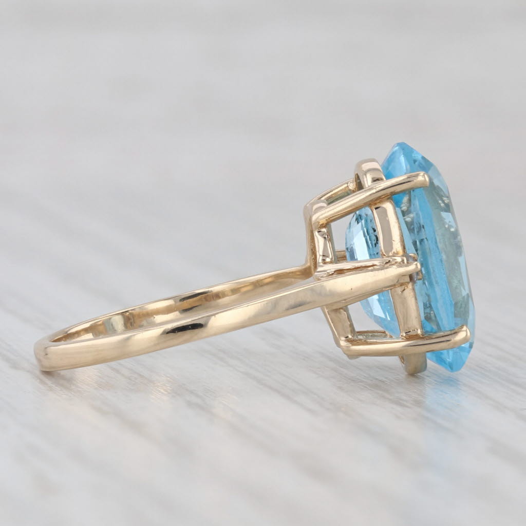 Light Gray 6.90ctw Oval Blue Topaz Diamond Ring 14k Yellow Gold Size 6.25
