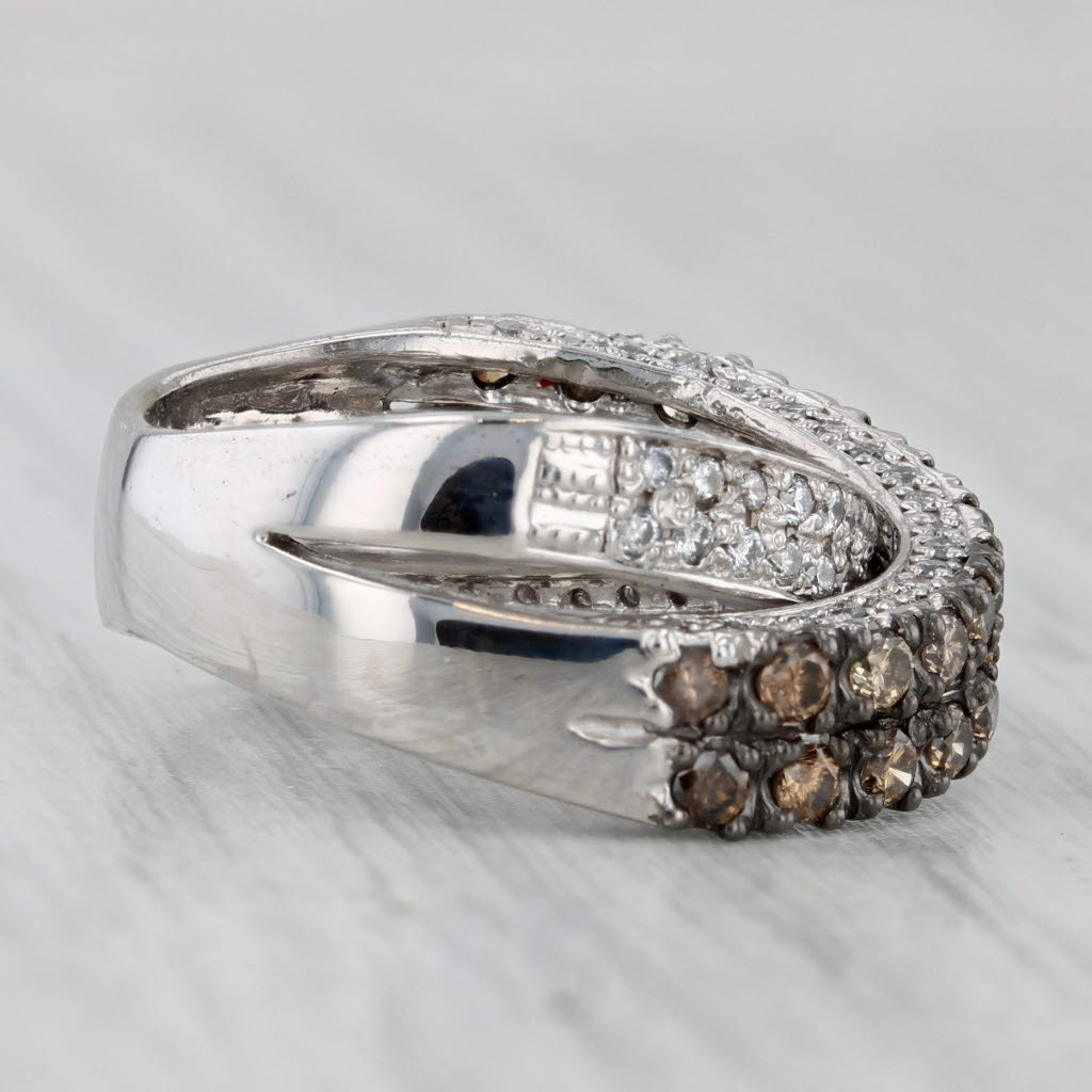 Gray 1.37ctw Diamond Overlay Ring Argyle Champagne White Diamonds 18k Gold Size 6