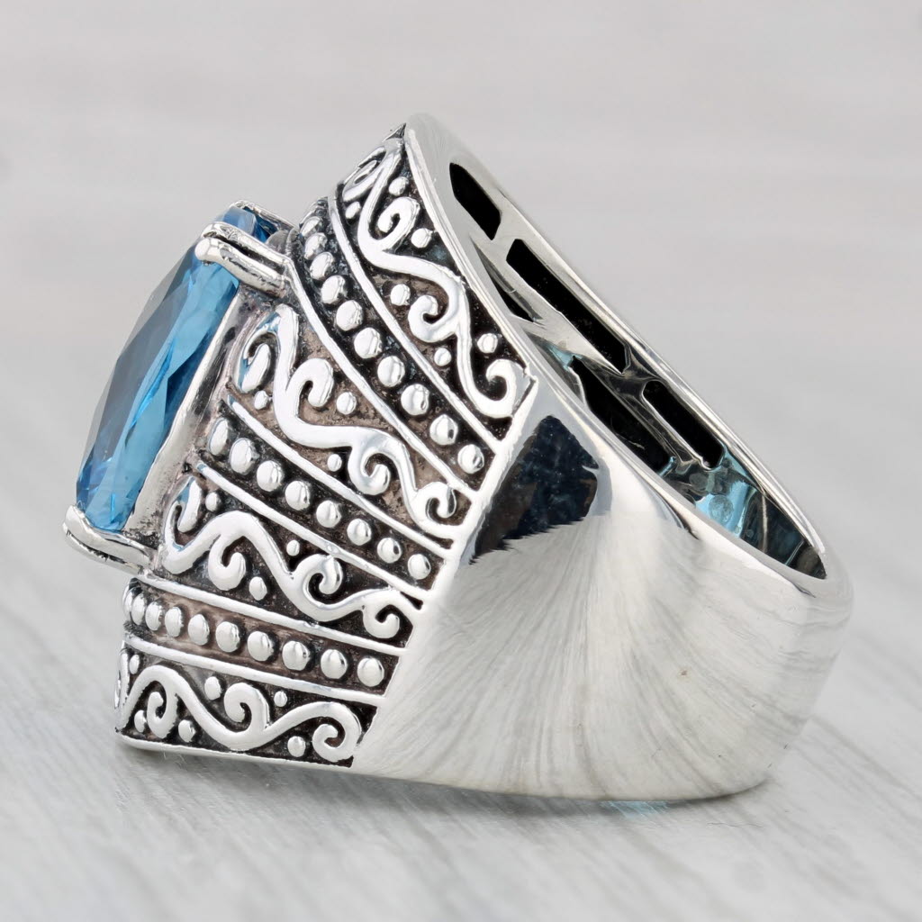 Light Gray Effy 7ct Cushion Blue Topaz Ring Sterling Silver Ornate Size 7.25
