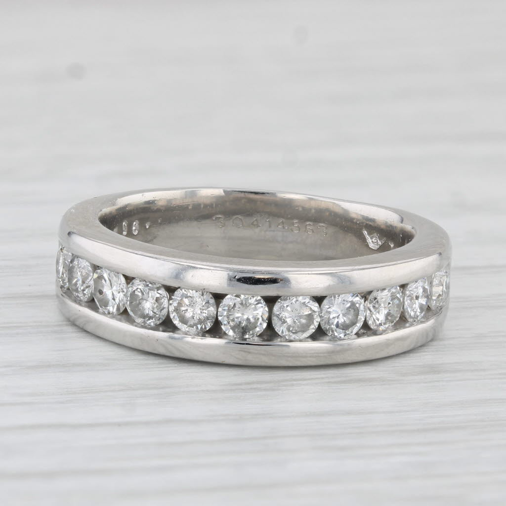 Light Gray 0.90ctw Diamond Wedding Band Platinum Stackable Anniversary Ring Size 7