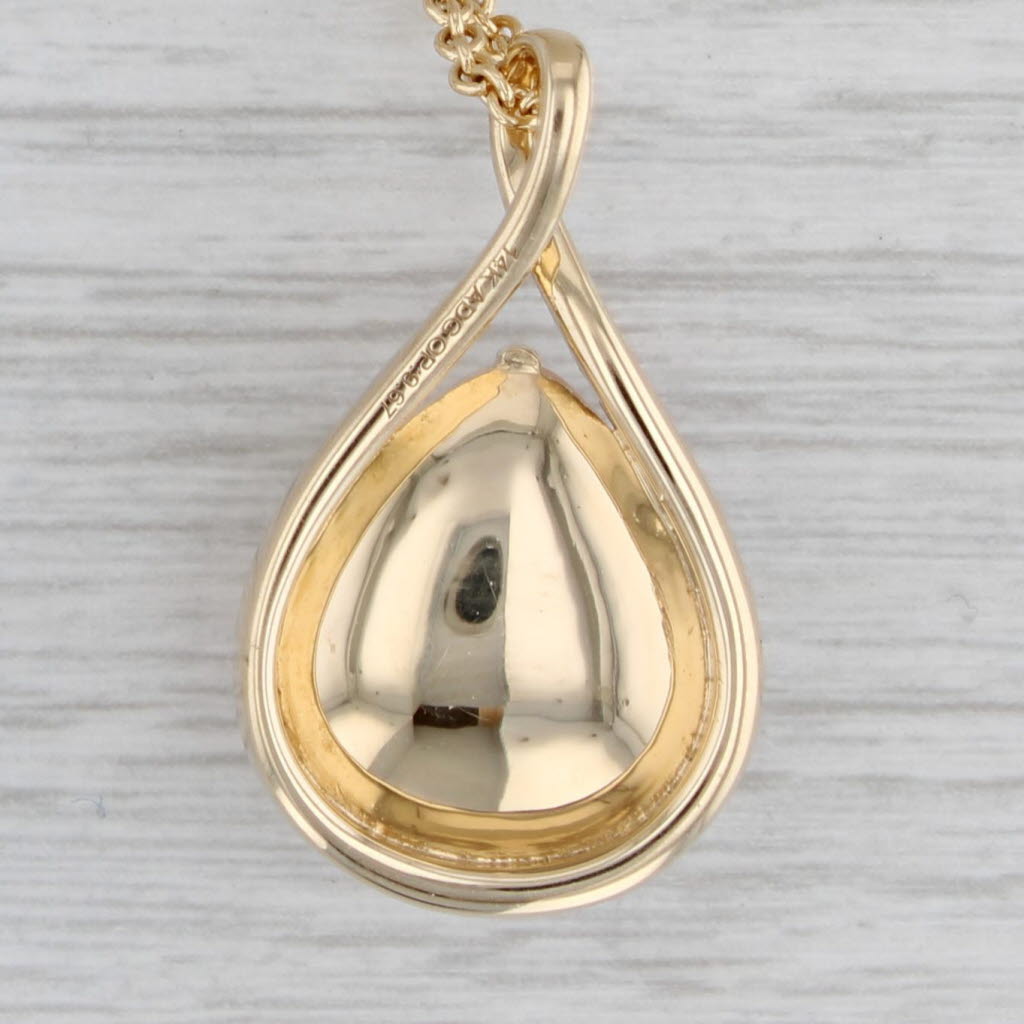 Gray Opal 0.25ctw Diamond Teardrop Pendant Necklace 14k Gold 17.75" Cable Chain