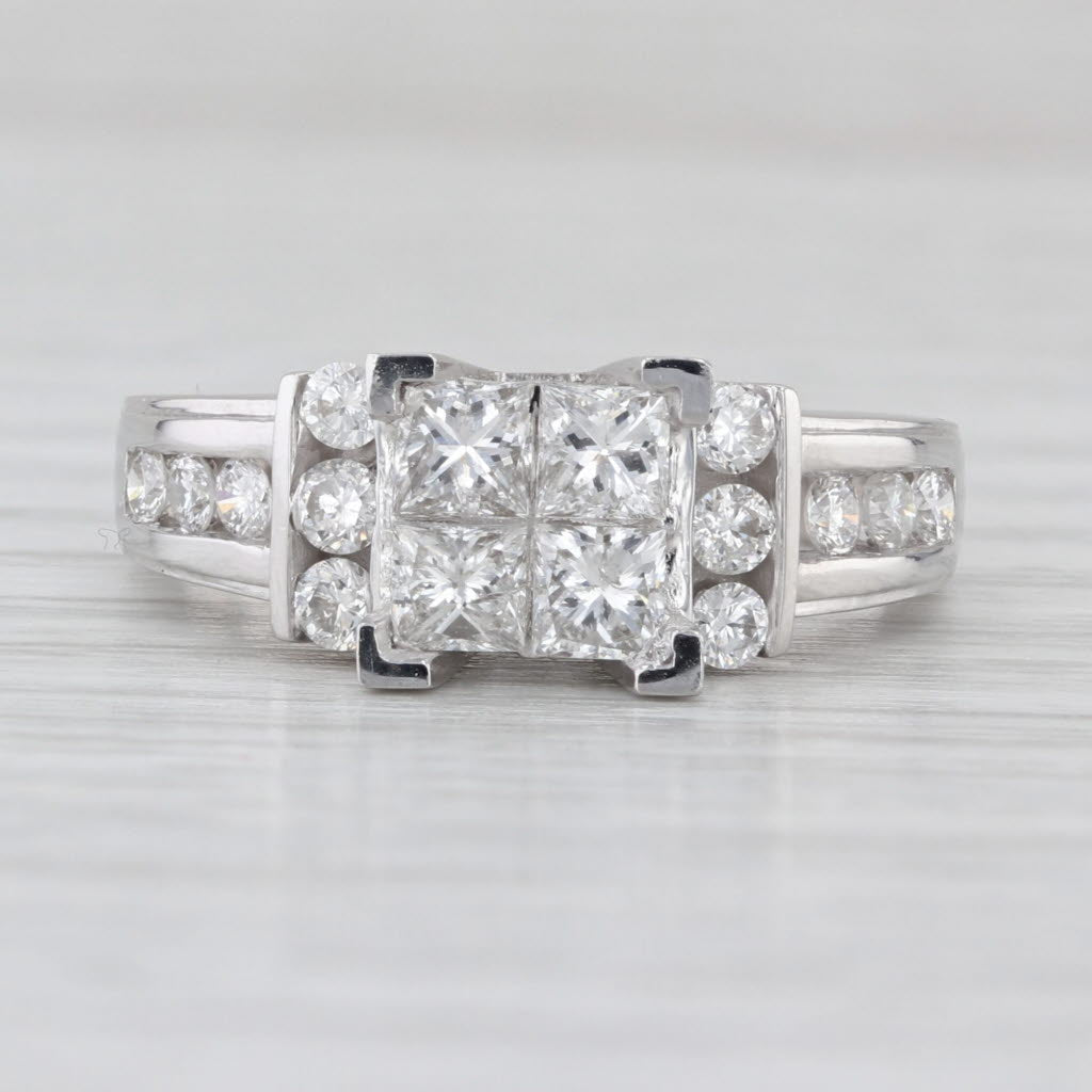 0.96ctw Princess Diamond Engagement Ring 14k White Gold Size 6.75-7
