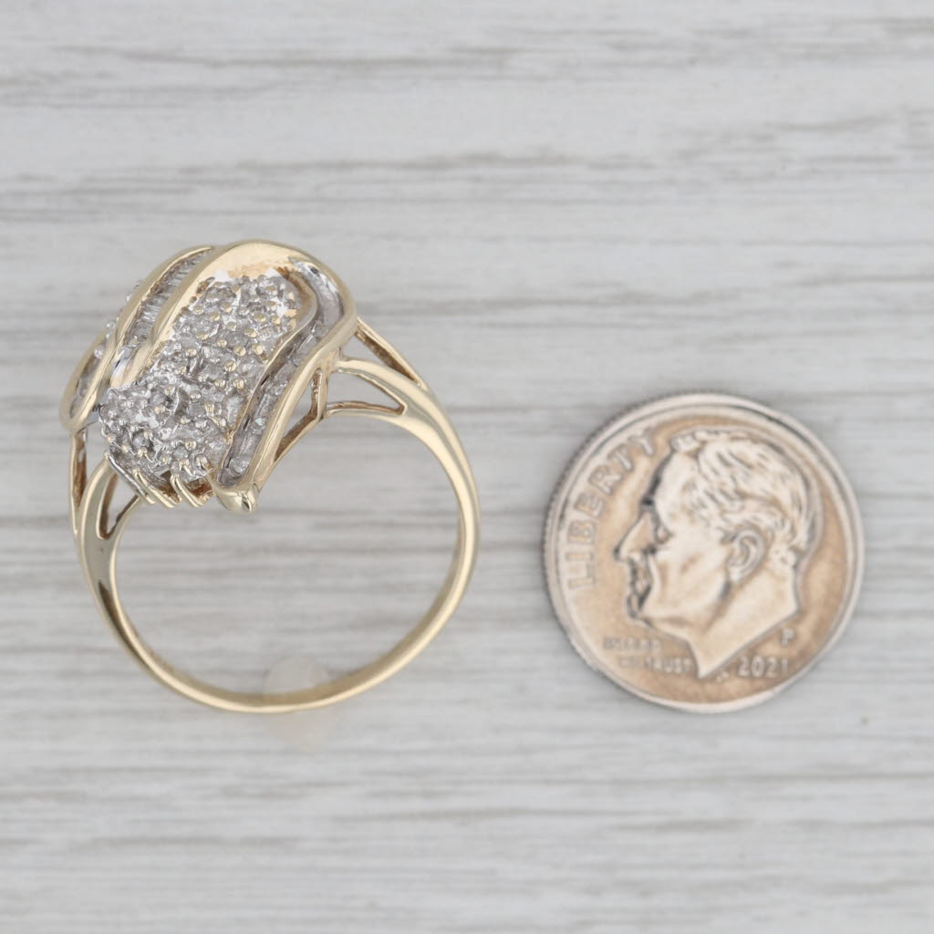 Gray 0.17ctw Diamond Cluster Ring 10k Yellow Gold Size 9.5