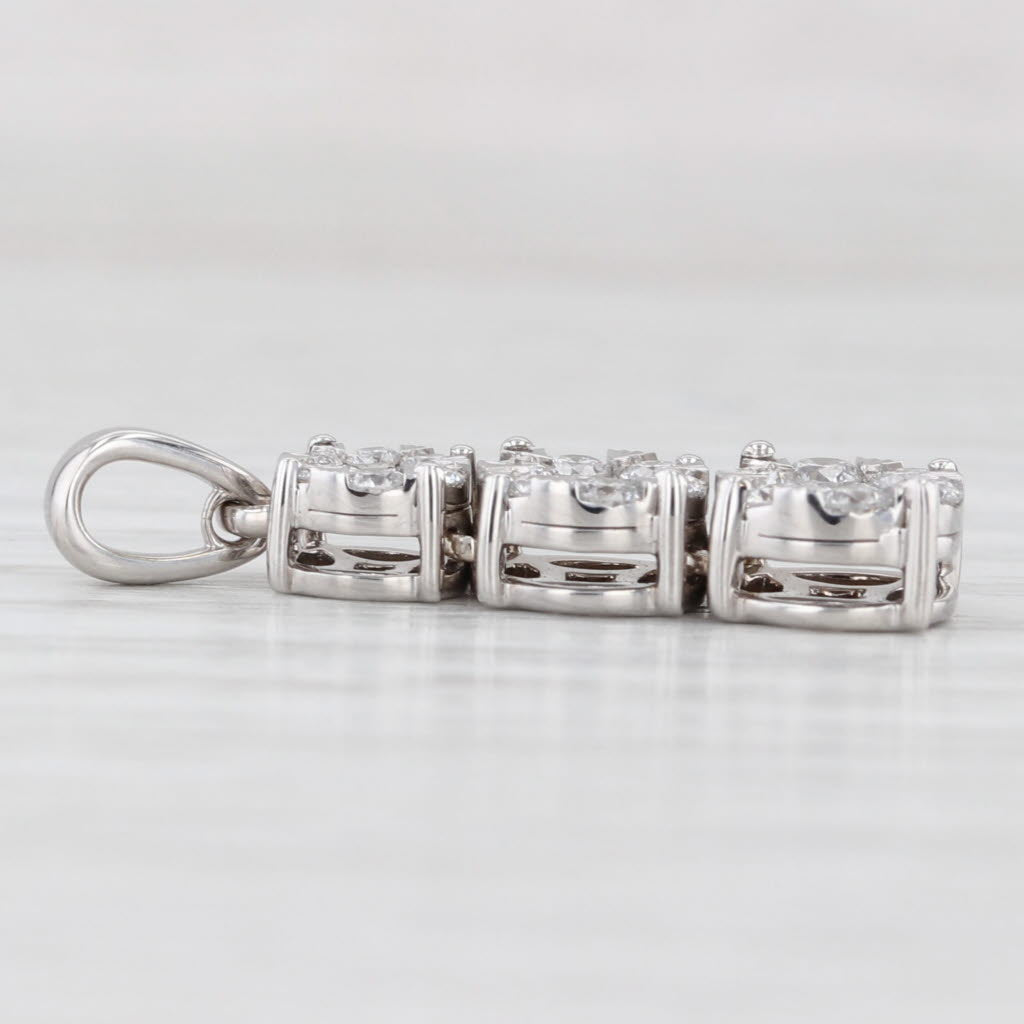 Light Gray 0.65ctw Graduated Diamond Clusters Journey Pendant 14k White Gold