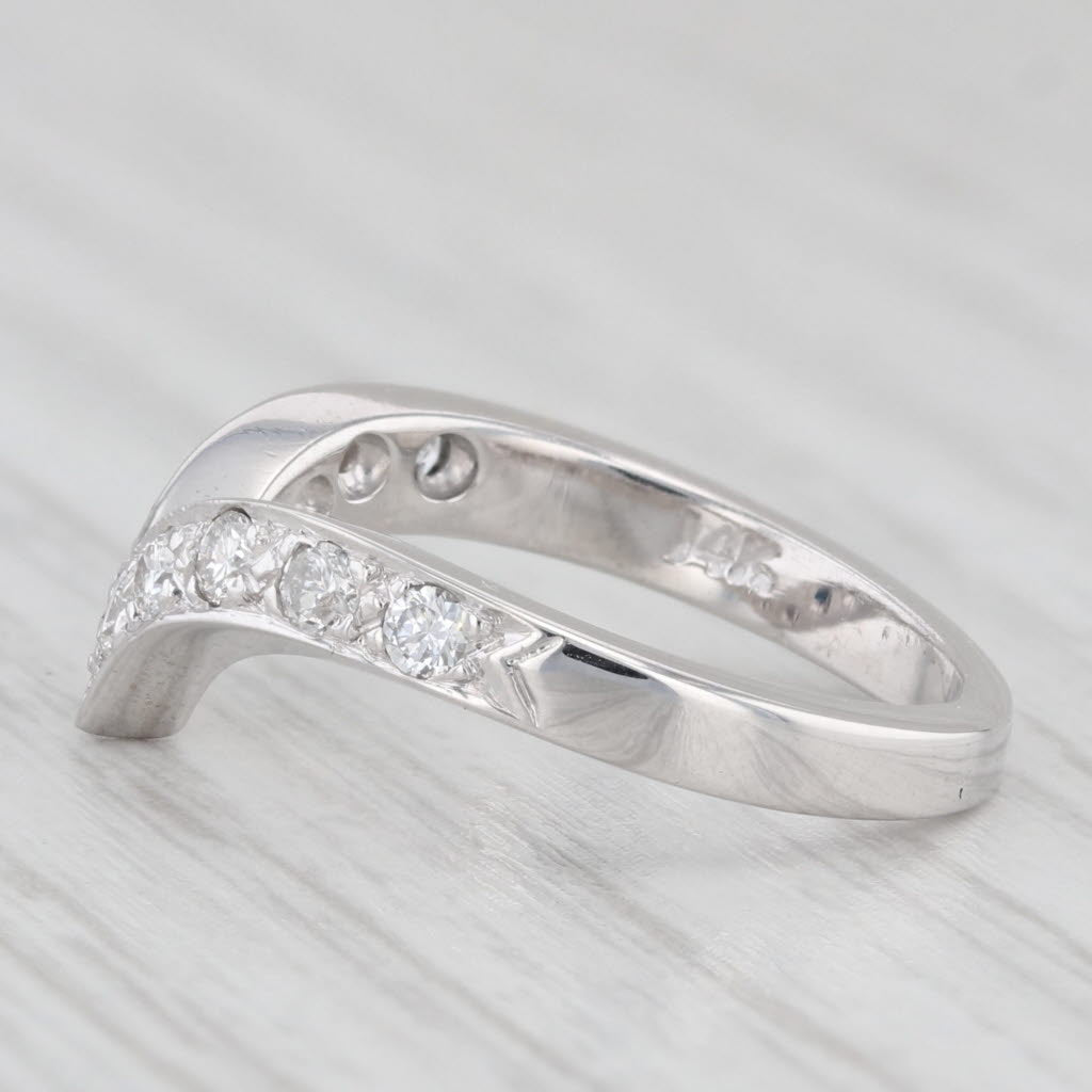 Light Gray 0.32ctw Diamond Contoured Wedding Band 14k White Gold Size 4.5 Stackable Ring