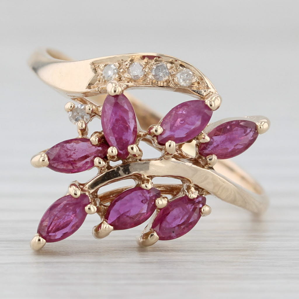 Light Gray 2.05ctw Ruby Cluster Diamond Ring 10k Yellow Gold Size 9.25 Cocktail