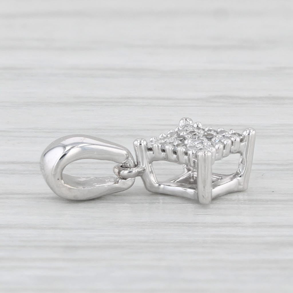 Light Gray Small Diamond Drop Pendant 10k White Gold