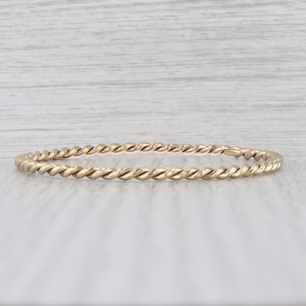 Woven Bangle Bracelet 14k Yellow Gold 7.75" 3.2mm