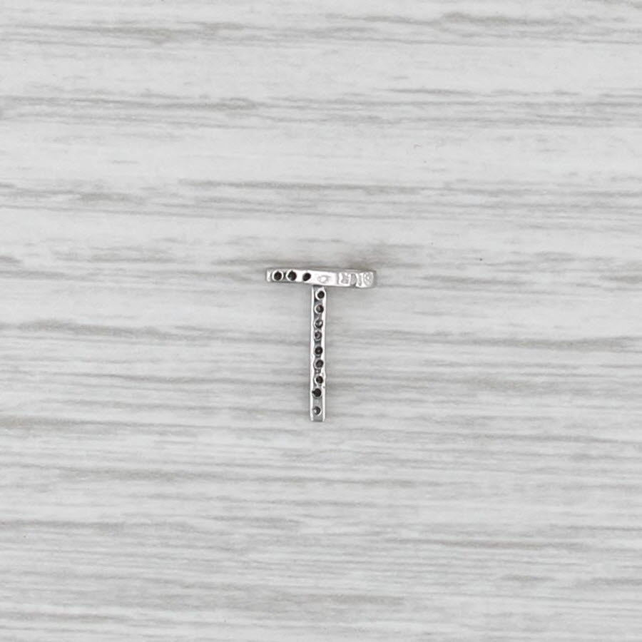 Diamond Letter Initial "T" Pendant 14k White Gold
