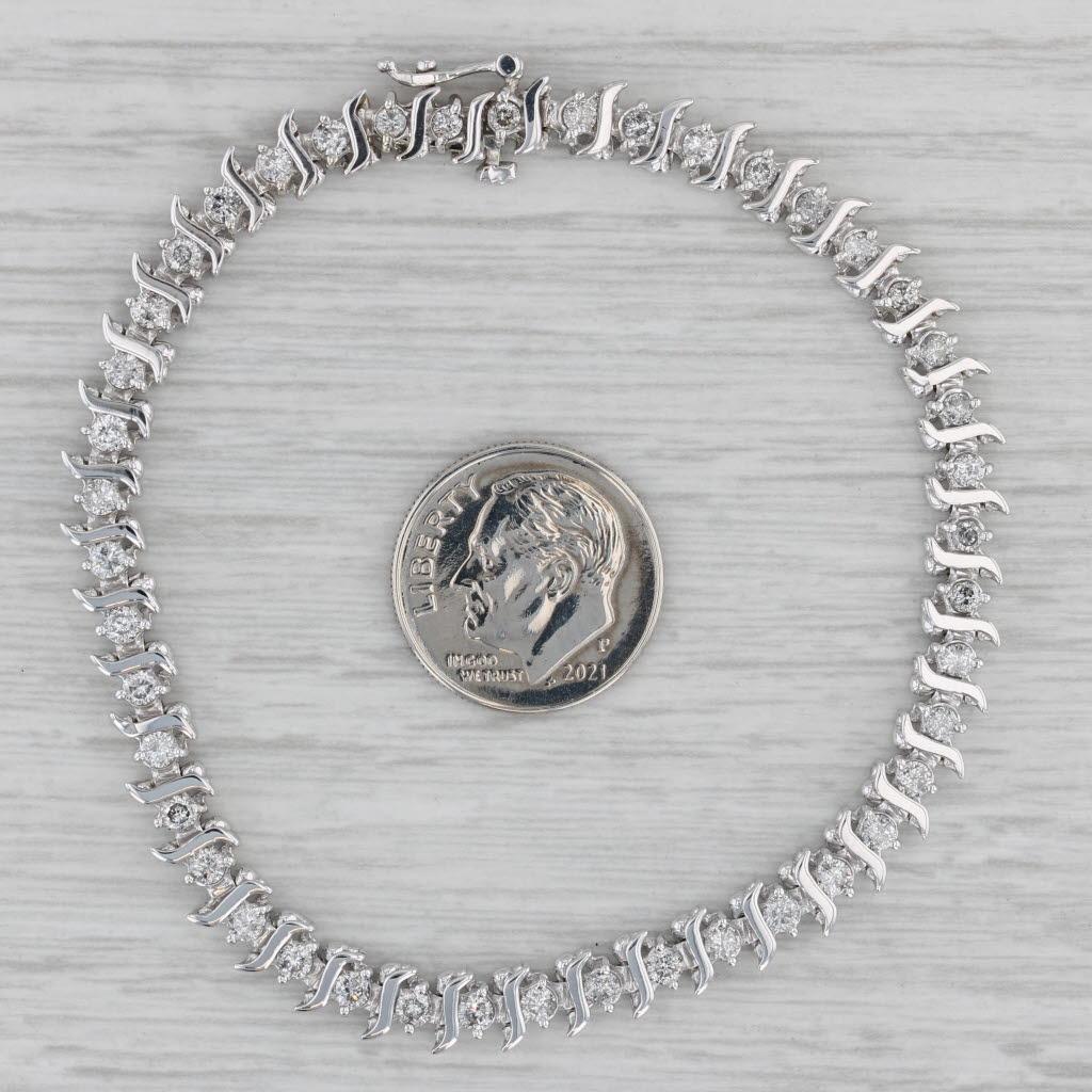 Gray 1.98ctw Diamond Tennis Bracelet 10k White Gold 7" 5.2mm