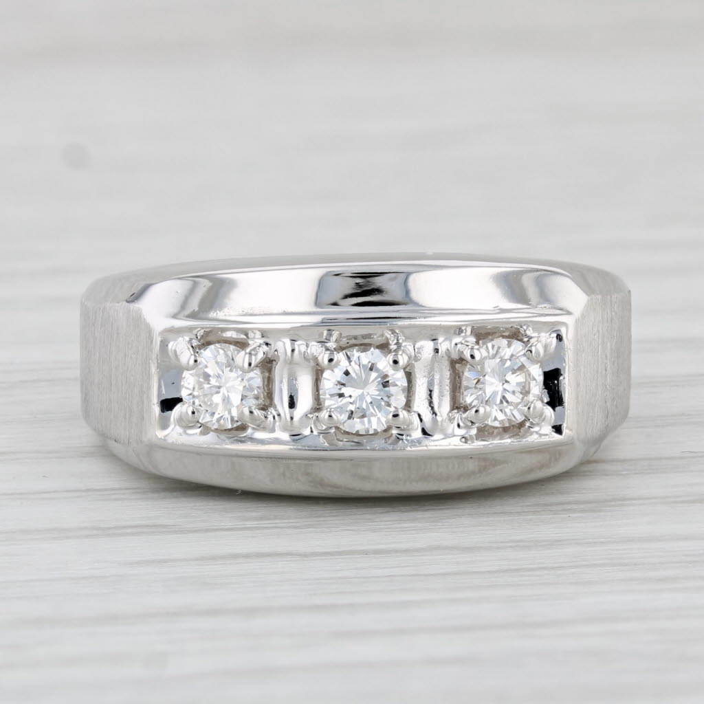 Light Gray 0.50ctw Diamond Men's Ring 14k White Gold Size 9.25 Vintage Wedding Band