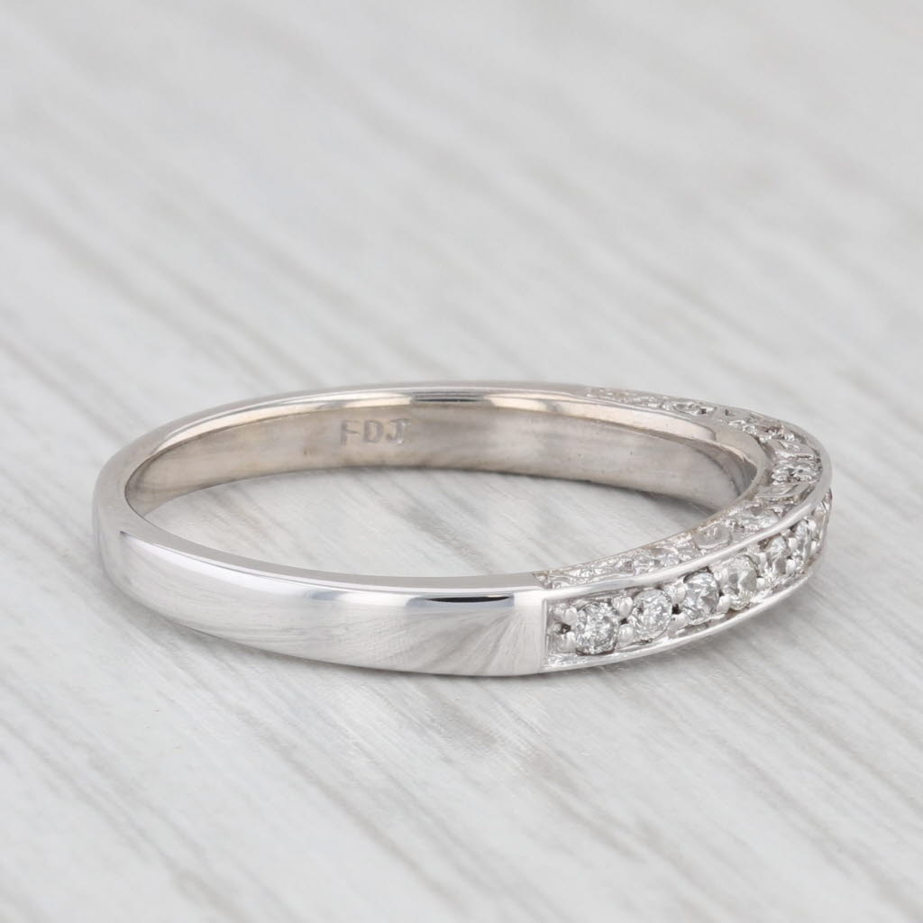 Light Gray 0.27ctw Diamond Wedding Band 14k White Gold Size 7.5 Stackable Anniversary Ring
