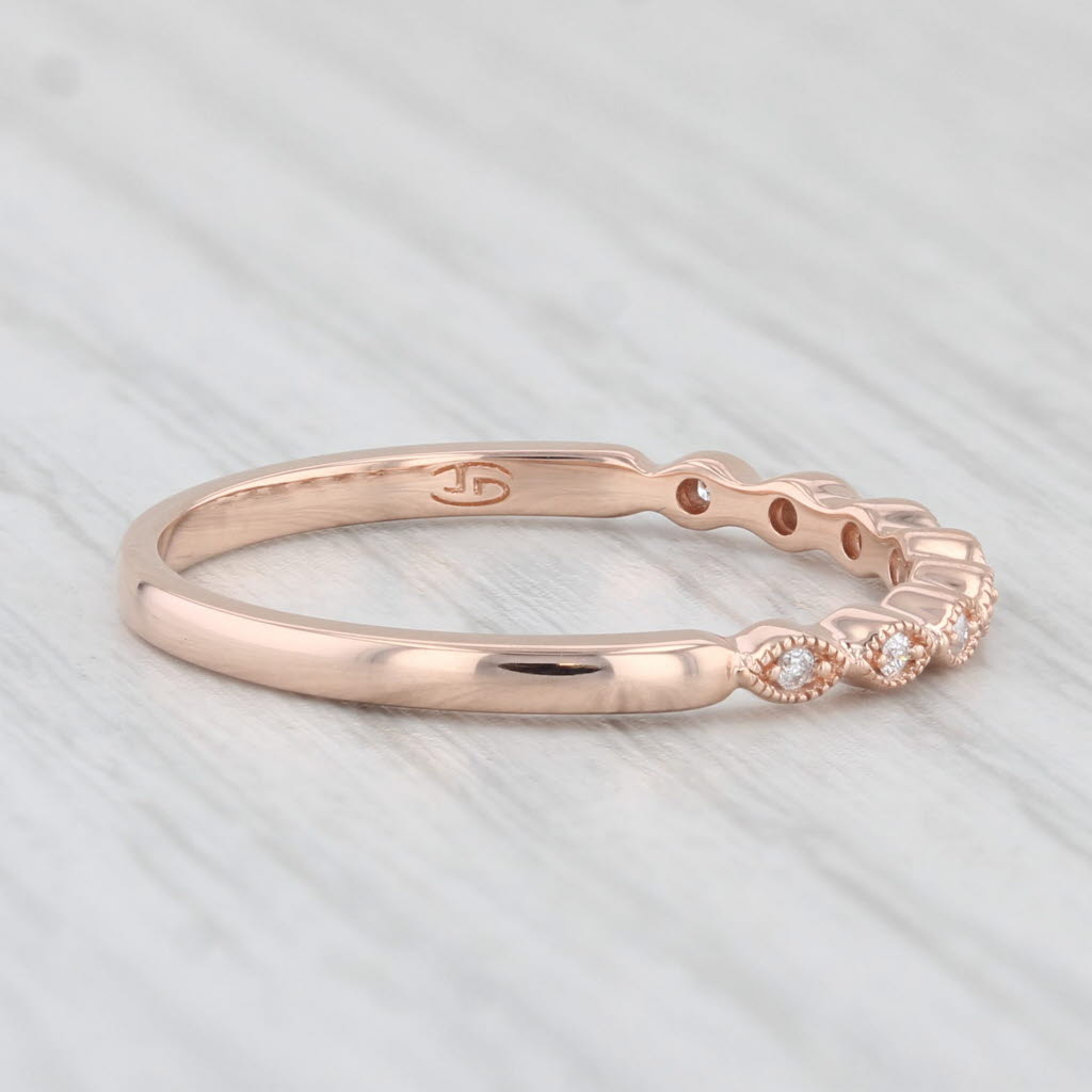 Light Gray Diamond Stackable Ring 10k Rose Gold Wedding Band Size 7