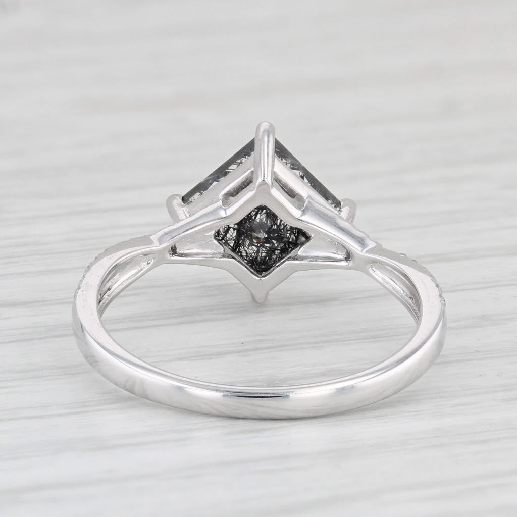 Light Gray 1.80ctw Rutilated Tourmaline Cubic Zirconia Ring 10k White Gold Size 7.25