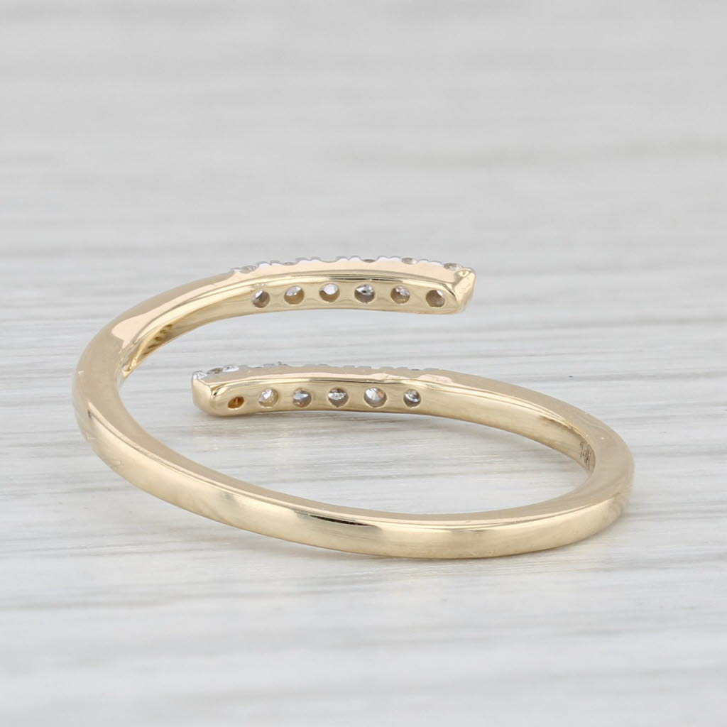 Light Gray 0.18ctw Diamond Bypass Ring 14k Yellow Gold Size 6 Adjustable