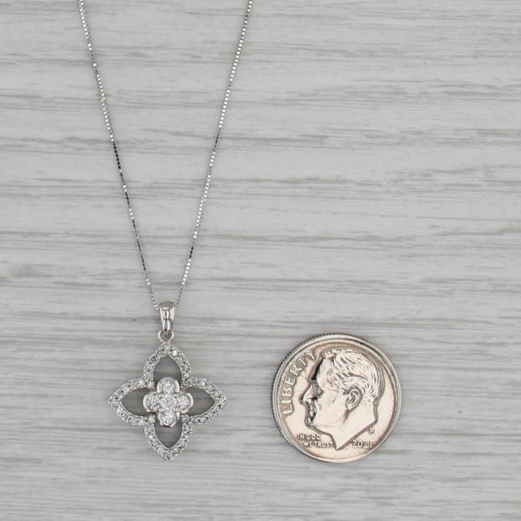 0.30ctw Diamond Flower Pendant Necklace 10k White Gold 18.25" Box Chain