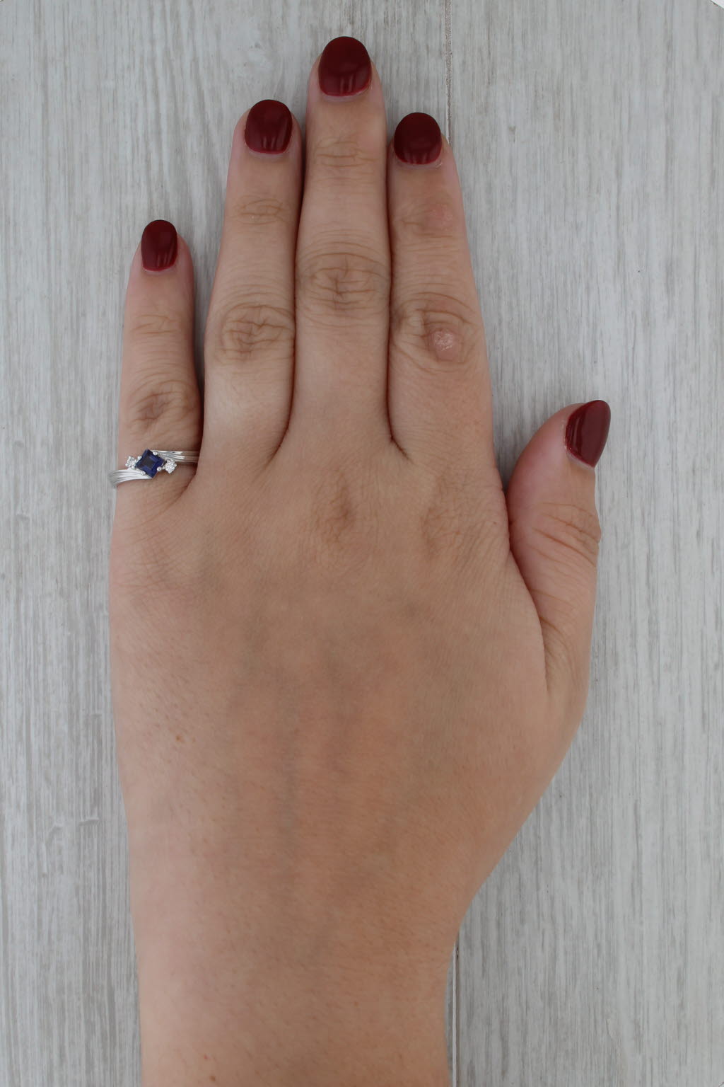 0.36ctw Blue Iolite Diamond Ring 14k White Gold Size 6