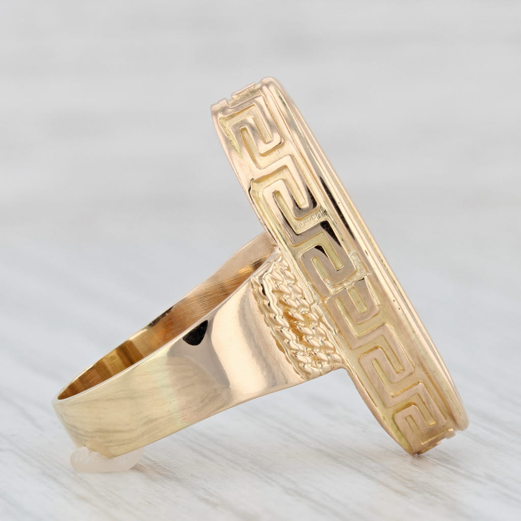 Light Gray Greek Figural Signet Ring 18k Yellow Gold Size 7 Statement