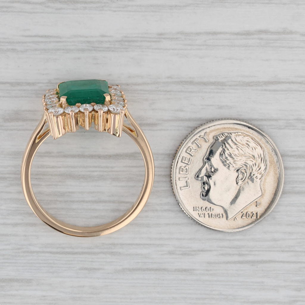 Gray 2.40ctw Emerald Diamond Halo Ring 14k Yellow Gold Size 7.5 Engagement GIA