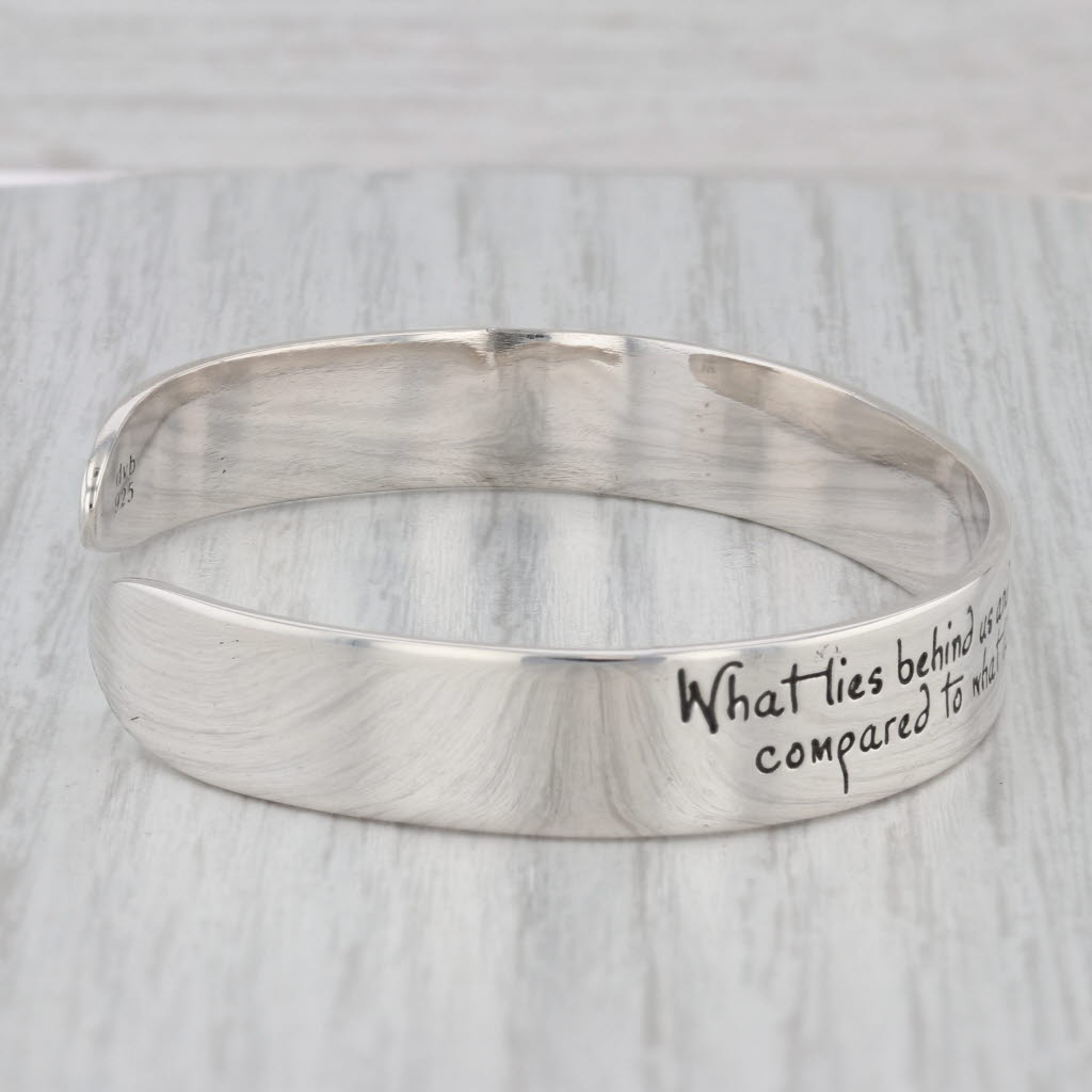 Gray Ralph Waldo Emerson Quote Cuff Bracelet Sterling Silver 7" Mindfulness