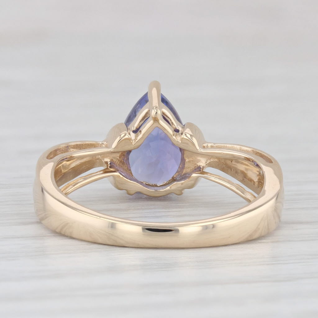 Light Gray 1.96ct Teardrop Tanzanite Ring 14k Yellow Gold Size 7 Pear Solitaire