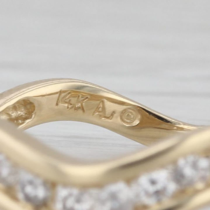 0.20ctw Diamond Contoured Wedding Band Guard Ring 14k Yellow Gold Sz 7 Stackable