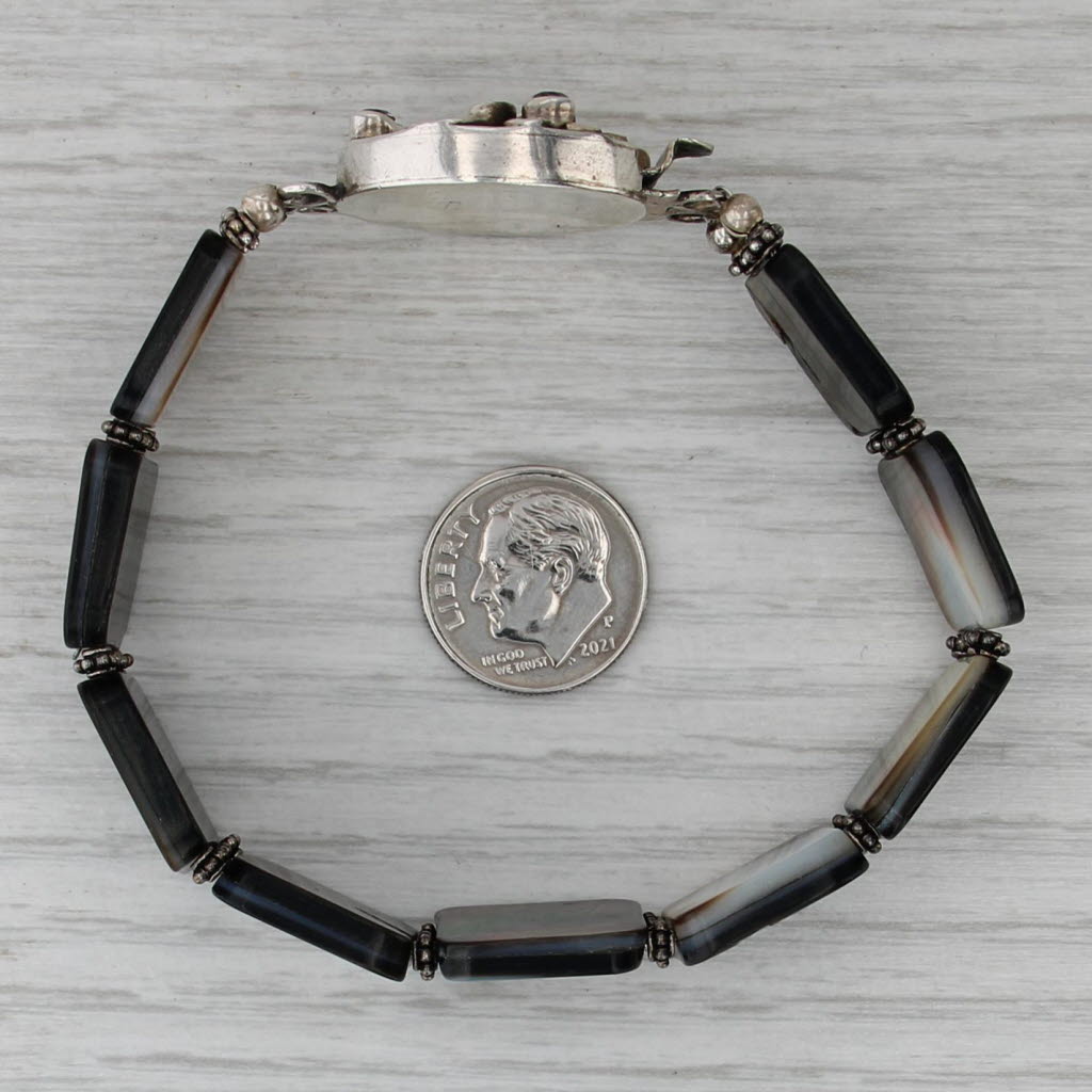 Mother of Pearl 0.65ctw Amethyst Sterling Silver 7" Statement