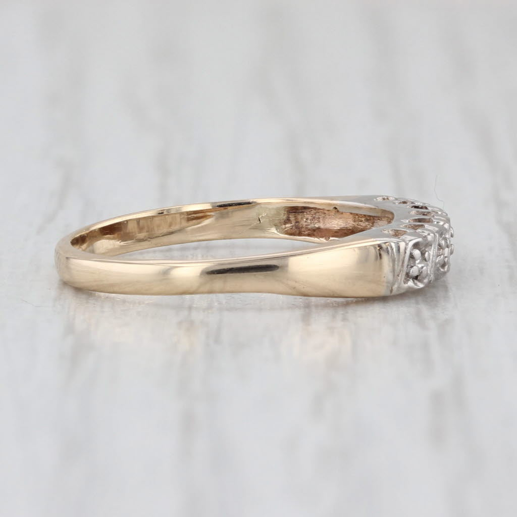 Vintage Diamond Ring 14k White Yellow Gold Size 6.5 Stackable Wedding Band