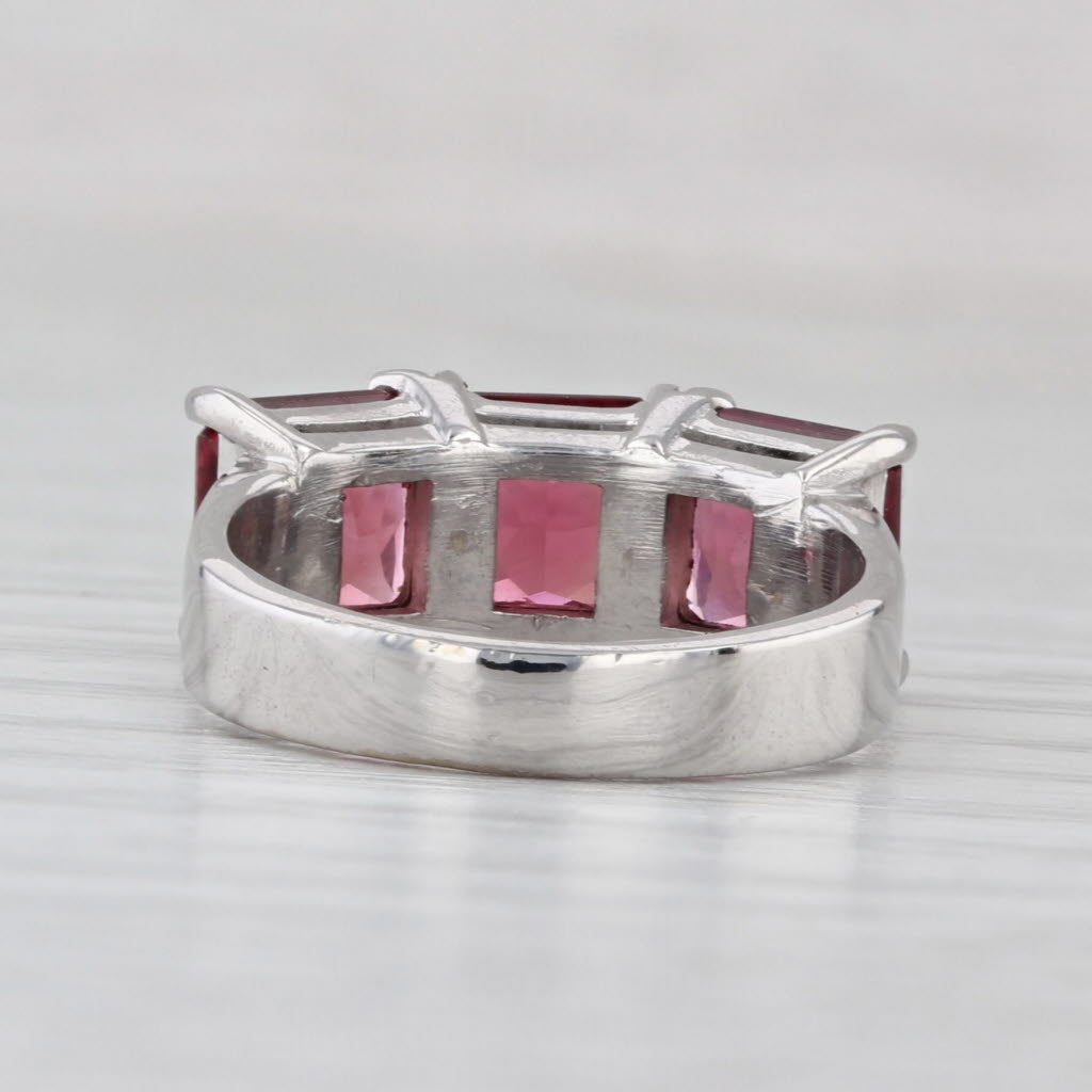 2.85ctw Pink Tourmaline 3-Stone Ring 14k White Gold Size 4.5