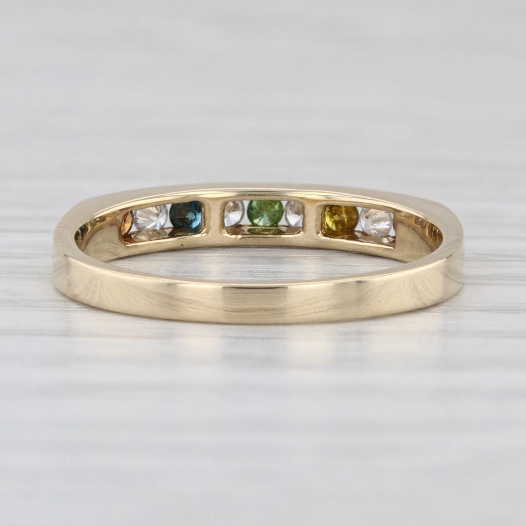 0.22ctw Multicolor Diamond Ring 14k Gold Stackable Wedding Band Size 6.75