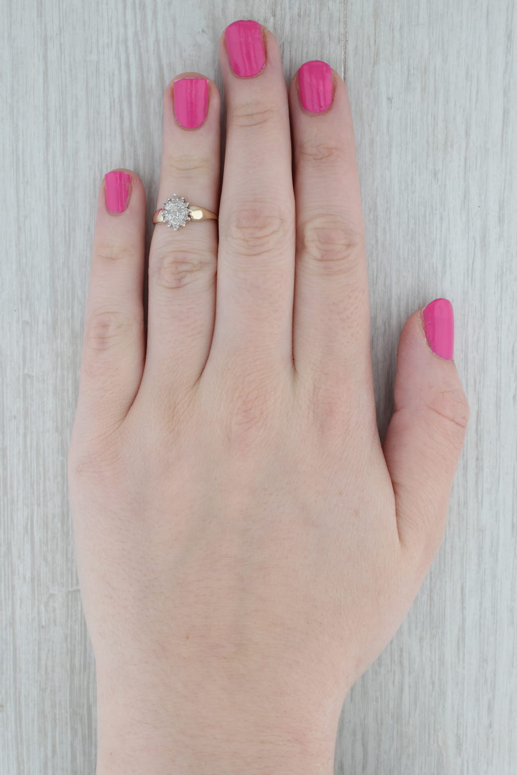 Gray 0.20ctw Diamond Cluster Ring 10k Yellow Gold Engagement Size 4.75