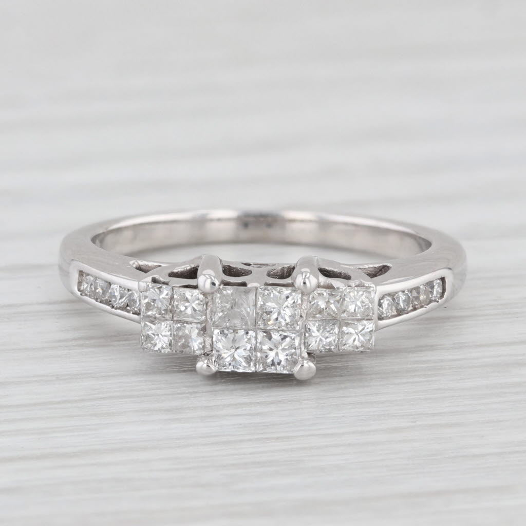 Light Gray 0.50 ctw Diamond 3-Stone Engagement 14K White Gold Size 5.75 Ring