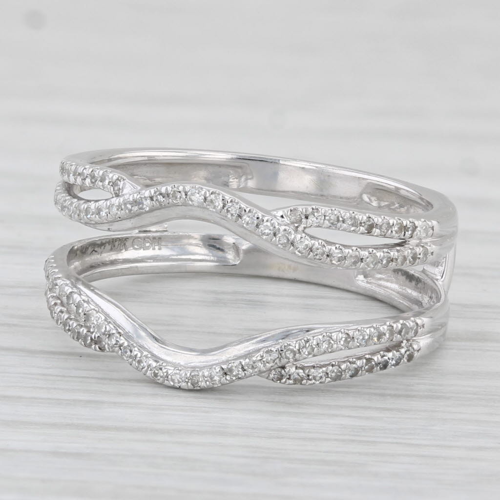 Light Gray 0.25ctw Diamond Ring Jacket Guard 10k White Gold Size 7 Wedding Bridal
