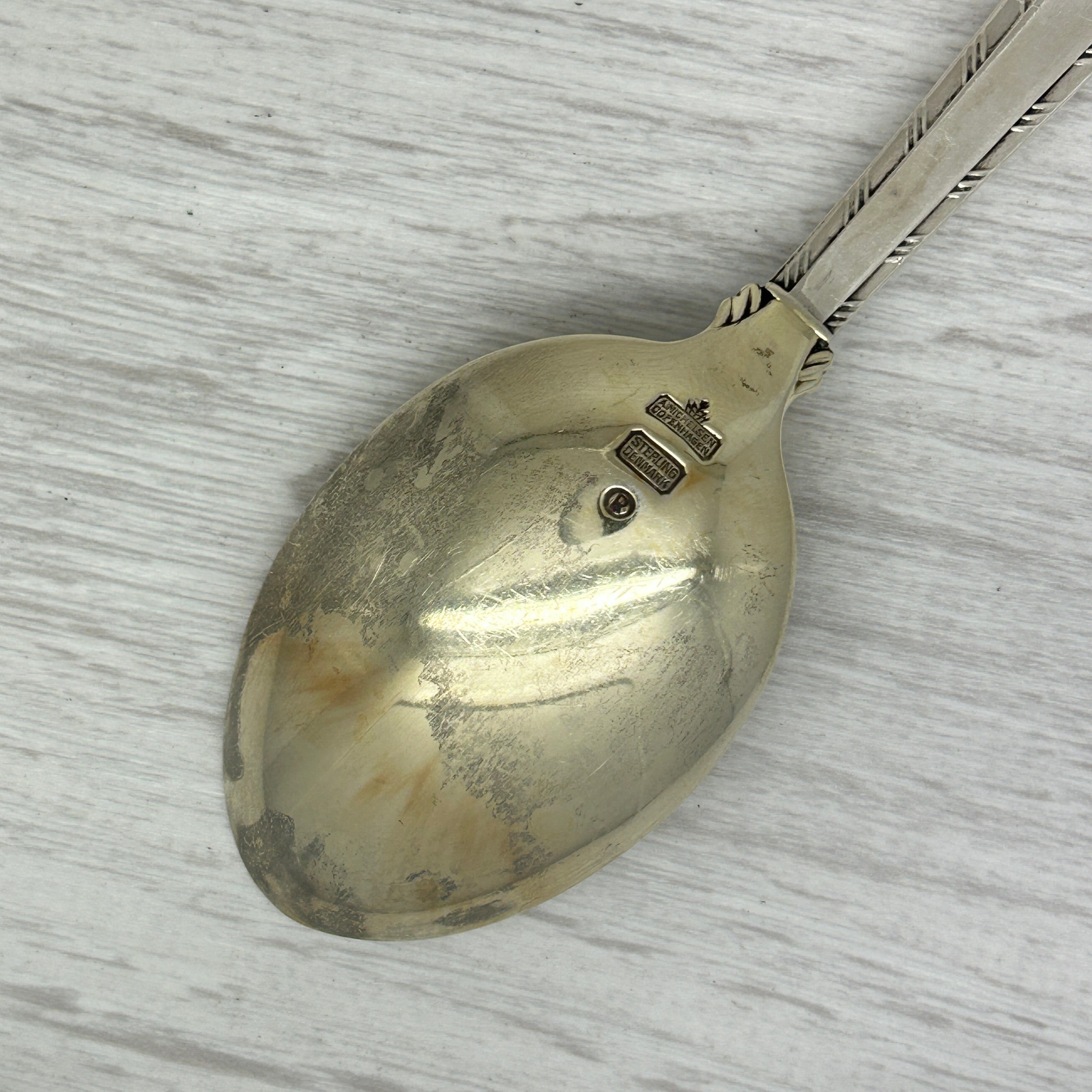 Dark Gray Vintage 1922 Anton Michelsen Sterling Silver Enamel Christmas Spoon Denmark