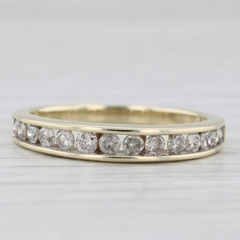 Light Gray 0.45ctw Diamond Wedding Band 10k Yellow Gold Size 7 Stackable Anniversary Ring