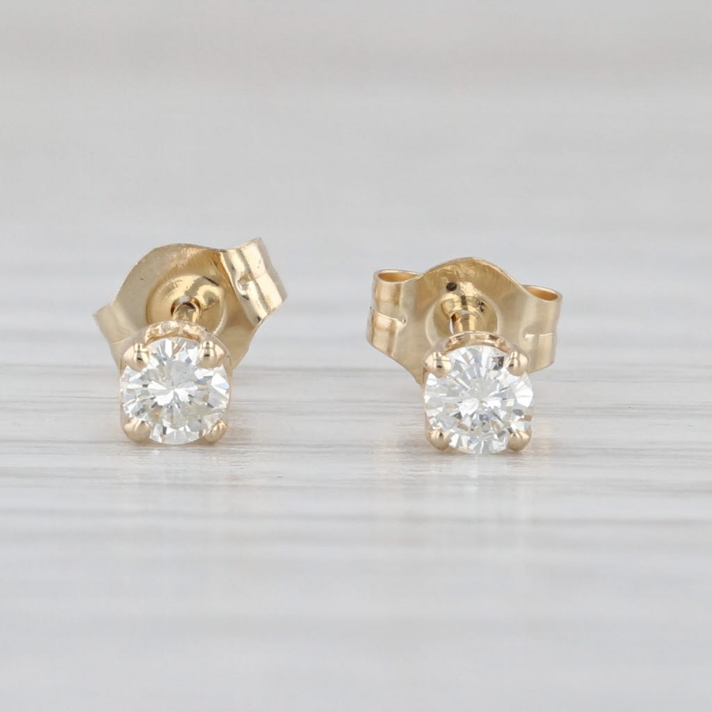 0.19ctw Diamond Stud Earrings 14k Yellow Gold Round Solitaire Studs