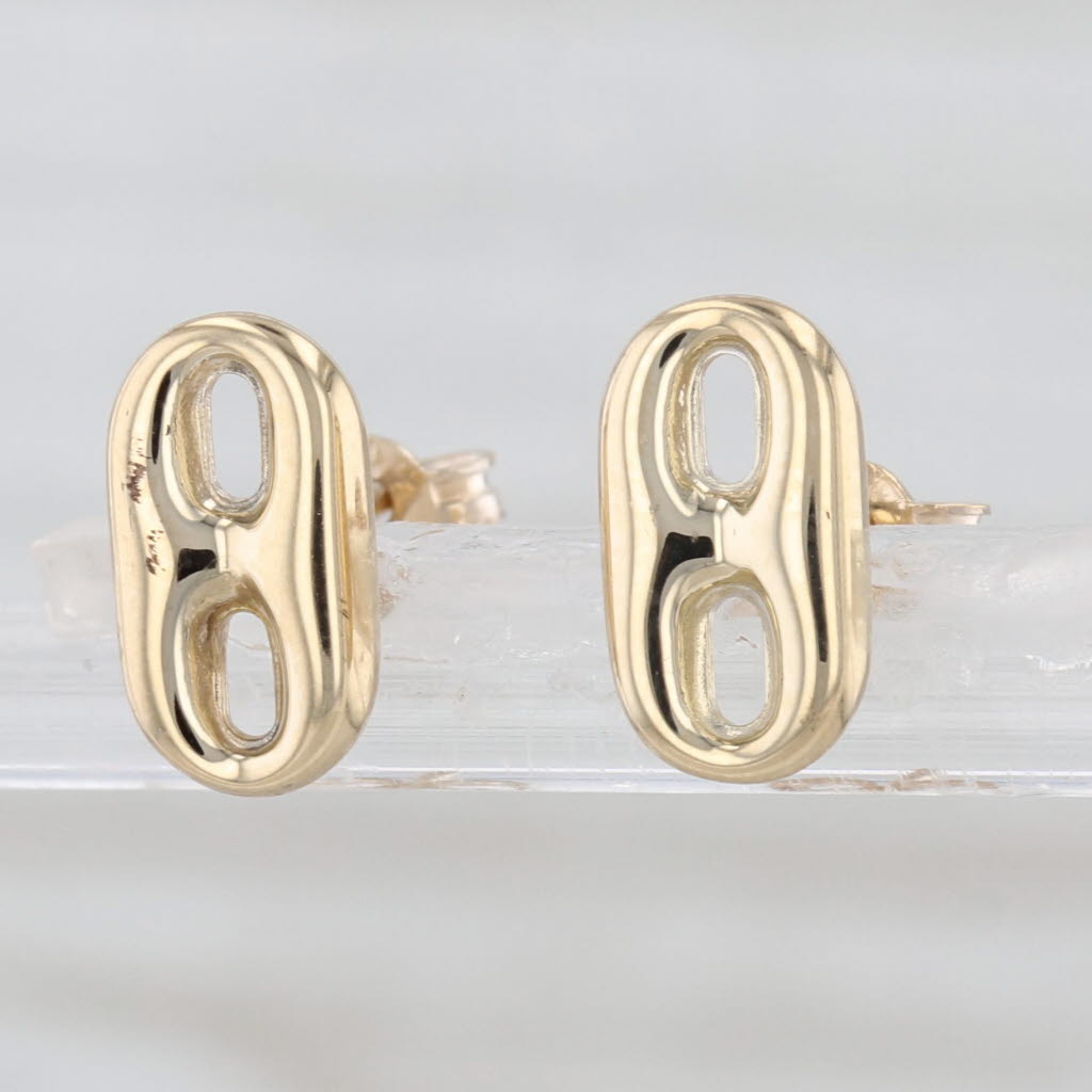 Anchor Chain Link Stud Earrings 18k Yellow Gold Small Infinity Studs
